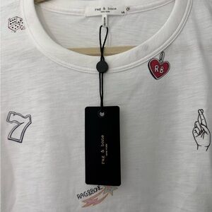 NWT Rag & Bone White Multi Lucky Charm Tee size large